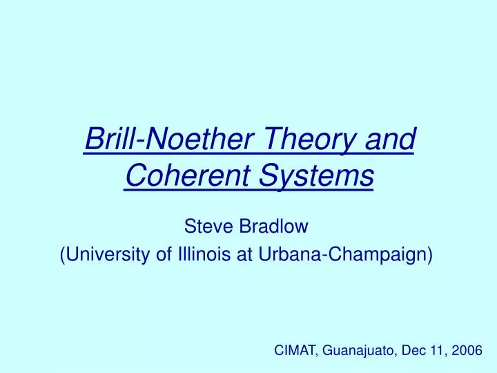 brill noether theory and coherent systems
