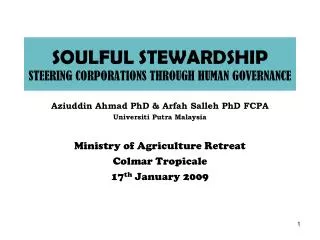 SOULFUL STEWARDSHIP STEERING CORPORATIONS THROUGH HUMAN GOVERNANCE