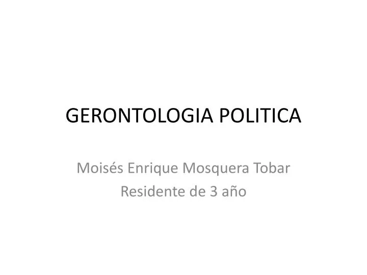 gerontologia politica