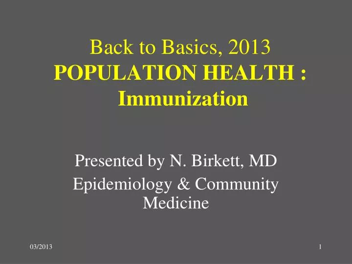 back to basics 2013 population health immunization