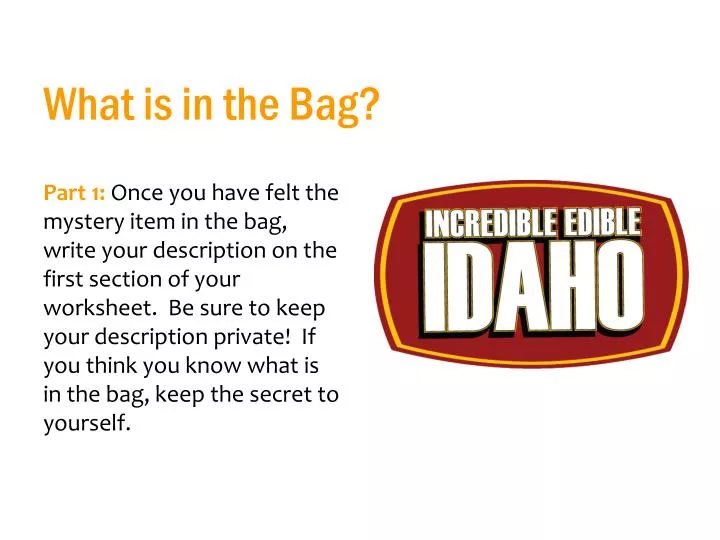 what is in the bag