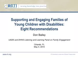 Supporting and Engaging Families of Young Children with Disabilities: Eight Recommendations