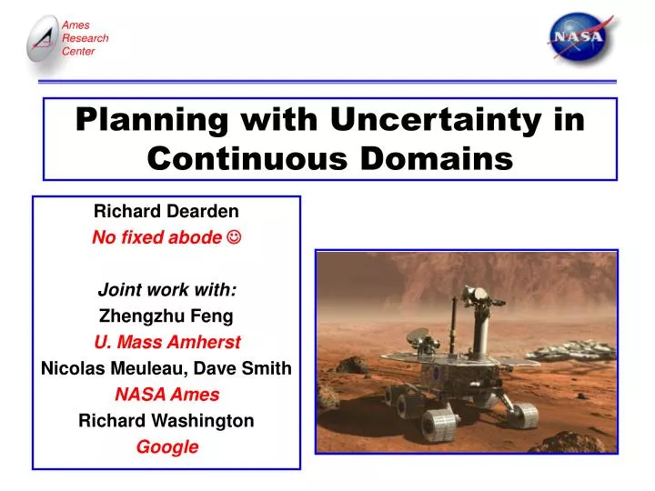 planning with uncertainty in continuous domains