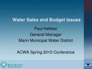 Water Sales and Budget Issues