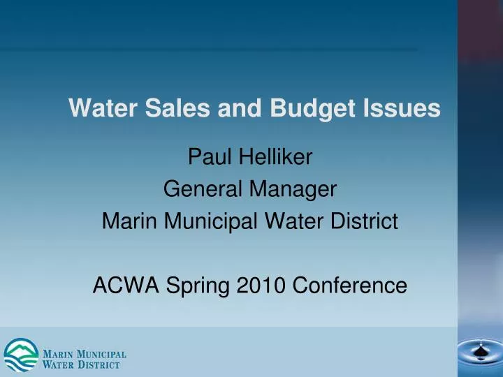 water sales and budget issues