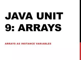 Java Unit 9: Arrays