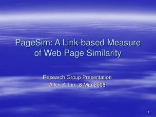 PageSim: A Link-based Measure of Web Page Similarity