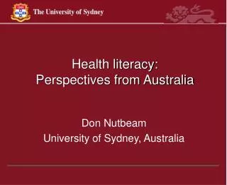 Health literacy: Perspectives from Australia