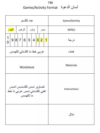 786 ???? ?????? Games/Activity Format