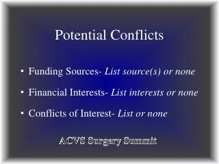 Potential Conflicts