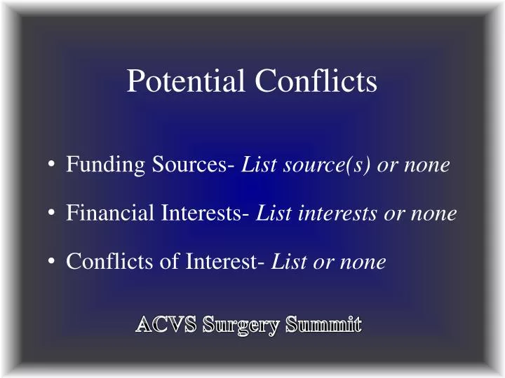 potential conflicts