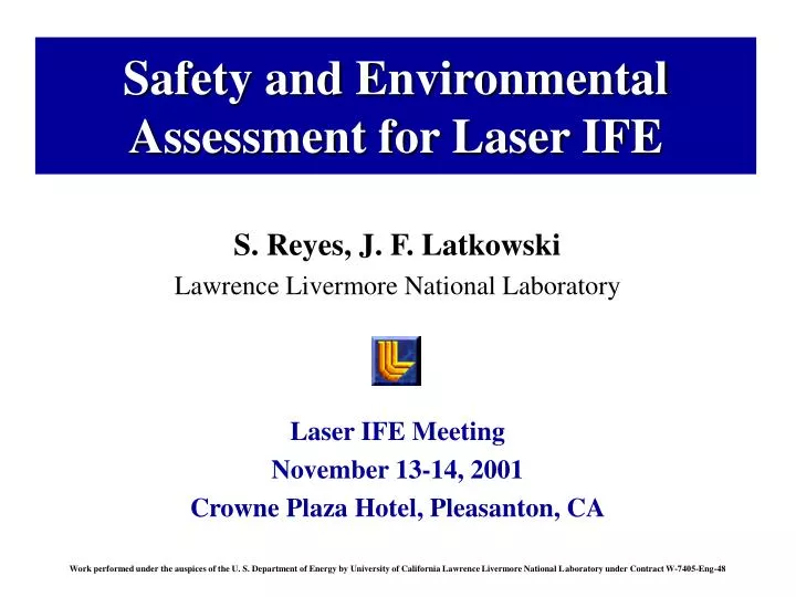 safety and environmental assessment for laser ife
