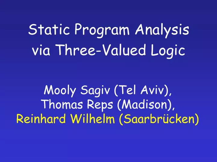 static program analysis via three valued logic