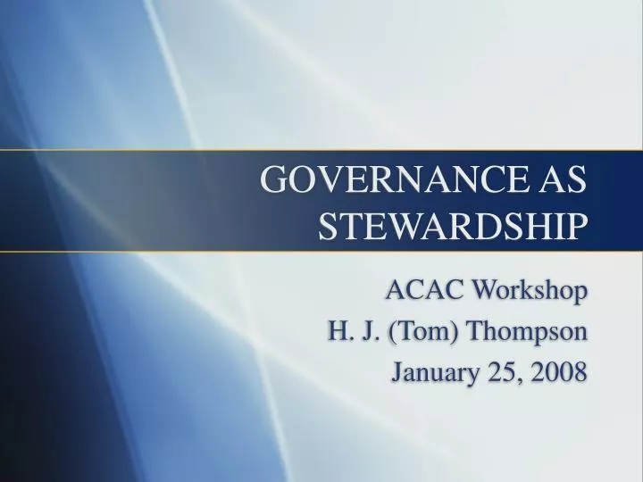 governance as stewardship