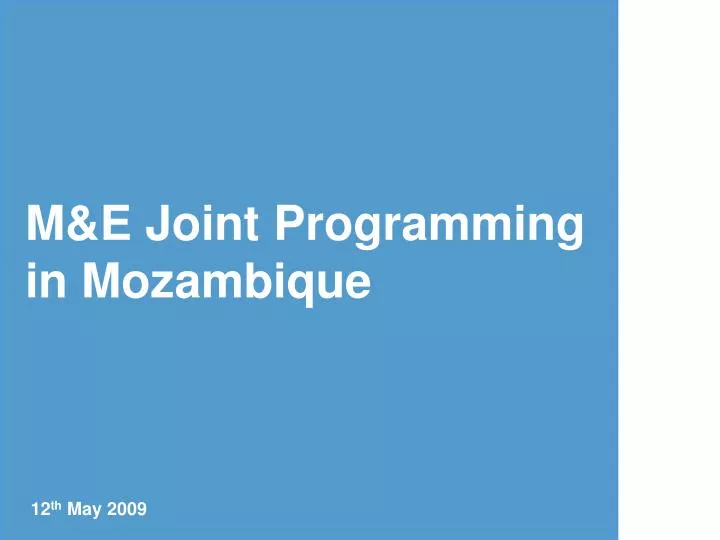 m e joint programming in mozambique 12 th may 2009