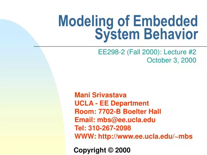 modeling of embedded system behavior