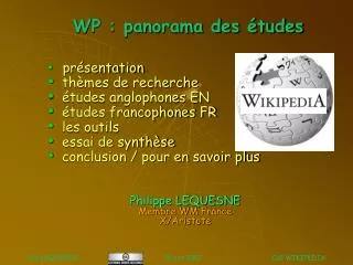 WP : panorama des études