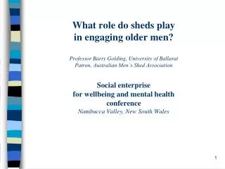 What role do sheds play in engaging older men?