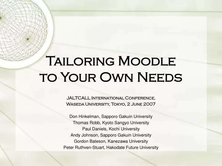tailoring moodle to your own needs