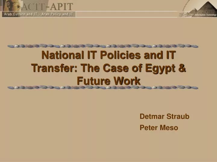 national it policies and it transfer the case of egypt future work
