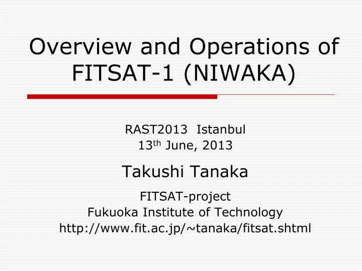 overview and operations of fitsat 1 niwaka