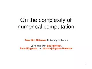On the complexity of numerical computation