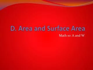 D. Area and Surface Area