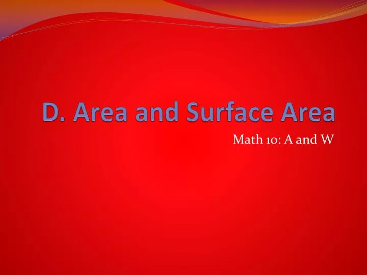 d area and surface area