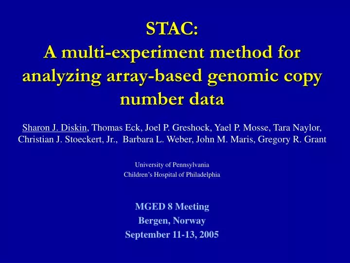 stac a multi experiment method for analyzing array based genomic copy number data