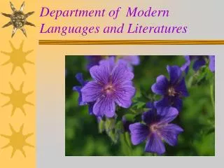Department of Modern Languages and Literatures