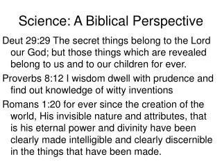 Science: A Biblical Perspective