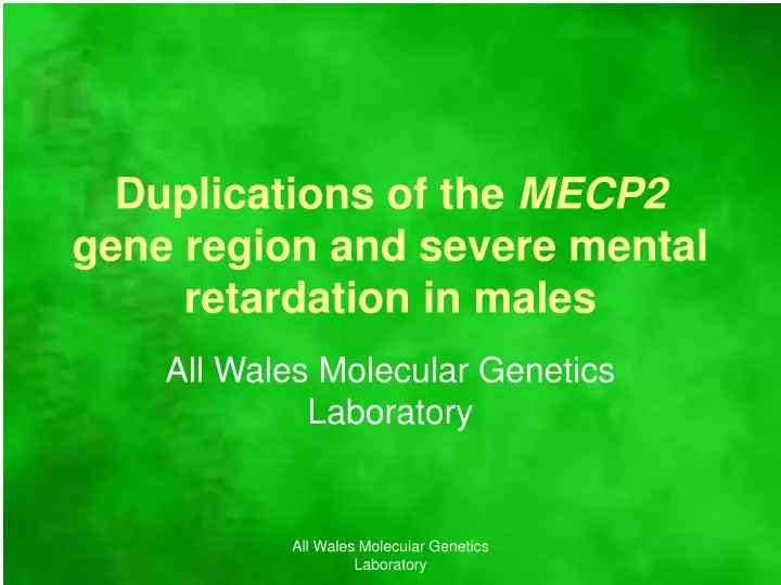duplications of the mecp2 gene region and severe mental retardation in males