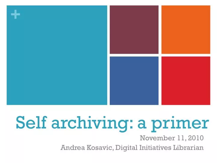 self archiving a primer