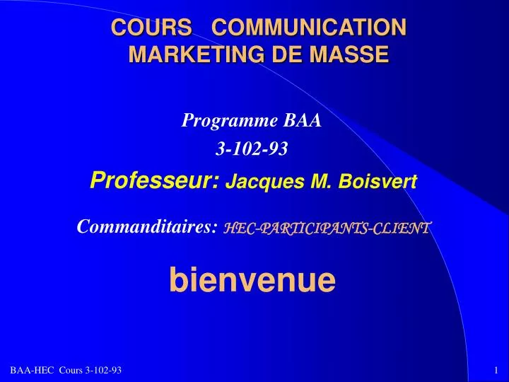 cours communication marketing de masse