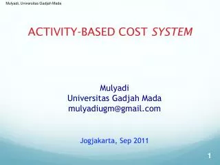 activity based cost system