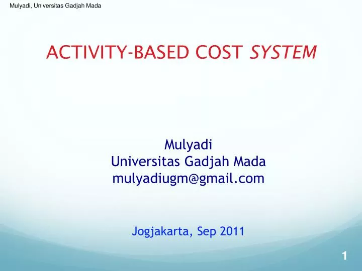activity based cost system