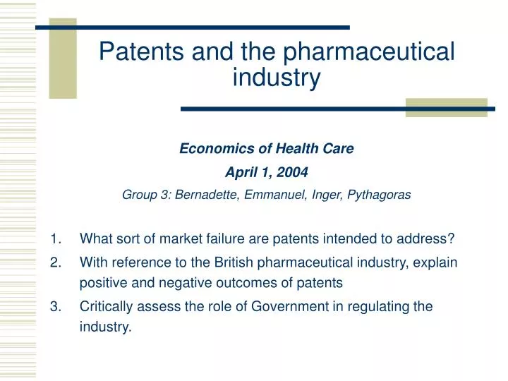 patents and the pharmaceutical industry