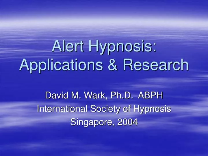 alert hypnosis applications research