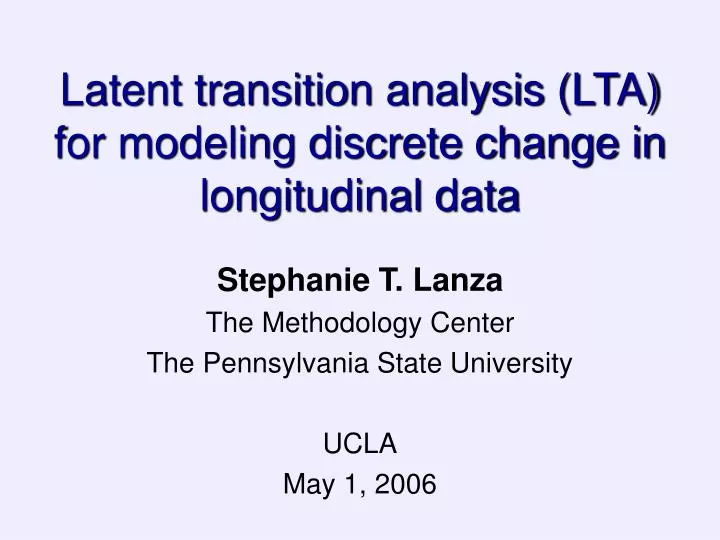 latent transition analysis lta for modeling discrete change in longitudinal data