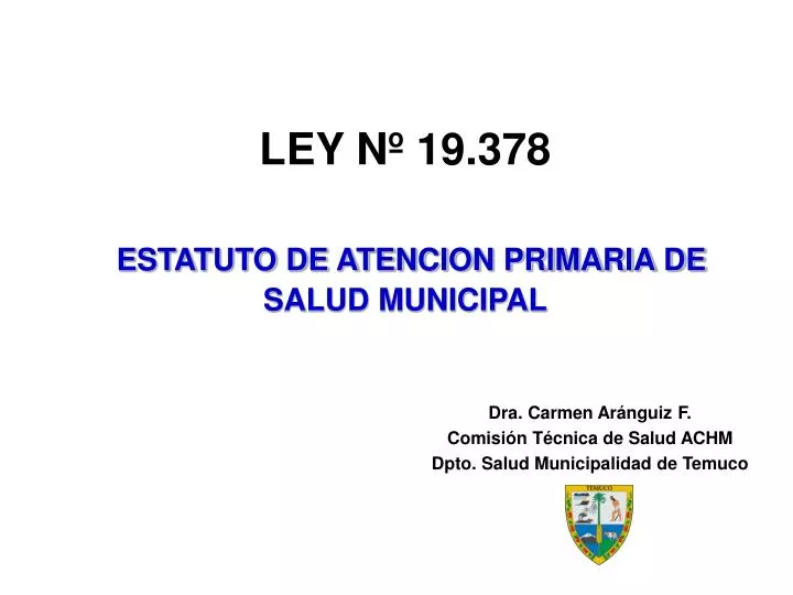 ley n 19 378 estatuto de atencion primaria de salud municipal