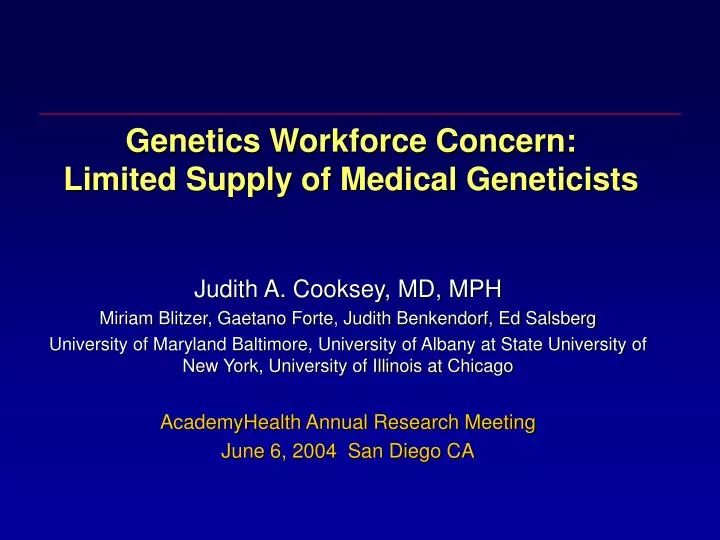 genetics workforce concern limited supply of medical geneticists