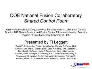 DOE National Fusion Collaboratory Shared Control Room