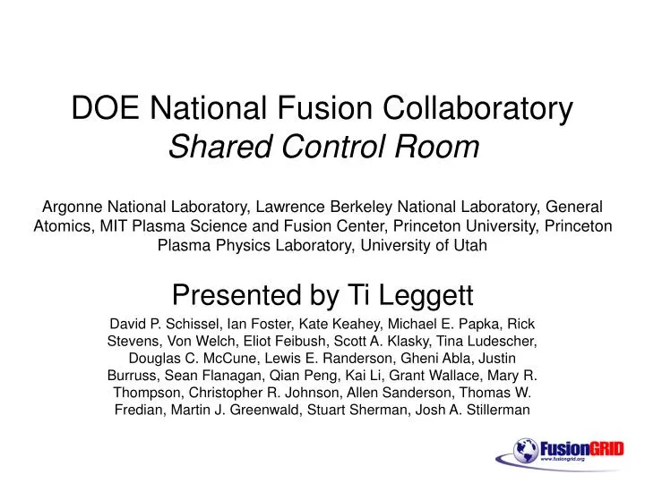 doe national fusion collaboratory shared control room