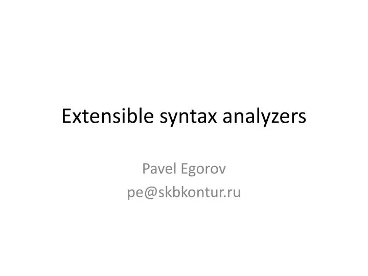 extensible syntax analyzers