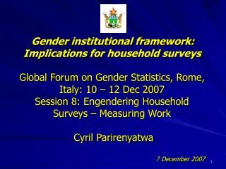 Gender institutional framework: Implications for household surveys