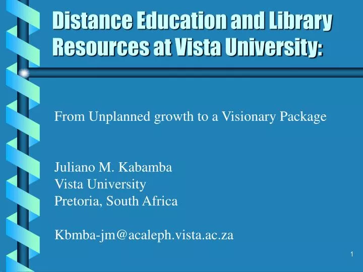 distance education and library resources at vista university