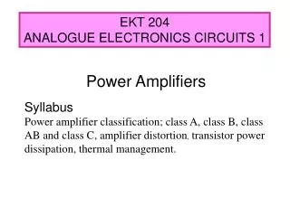 EKT 204 ANALOGUE ELECTRONICS CIRCUITS 1