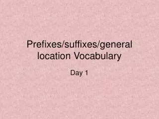 Prefixes/suffixes/general location Vocabulary