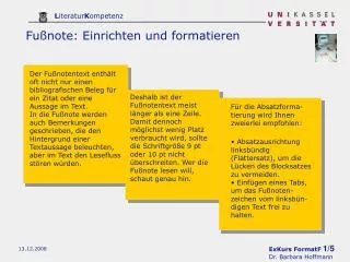 Fußnote: Einrichten und formatieren