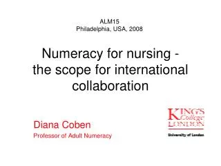 Numeracy for nursing - the scope for international collaboration